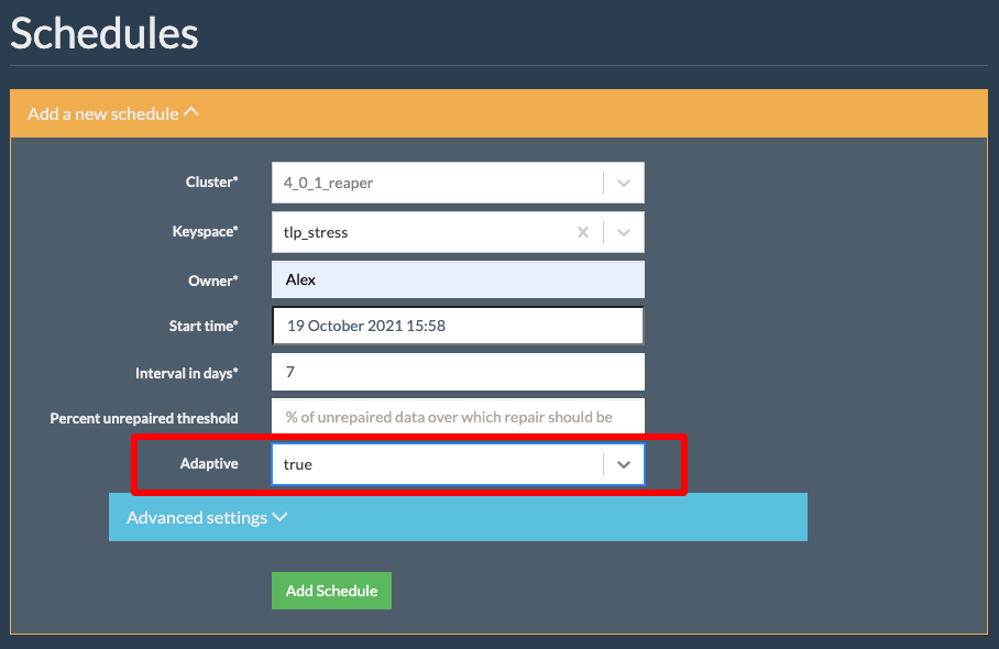 Adaptive Schedules